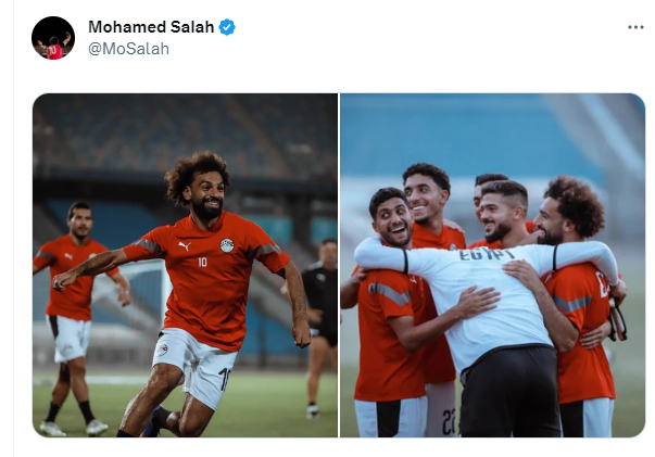 محمد صلاح وسط فريق منتخب مصر استعدادًا لمواجهة منتخب تونس